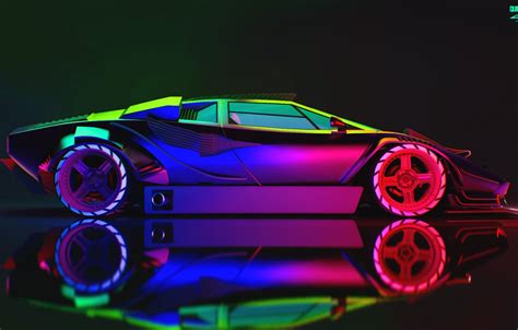 Wallpaper Auto Lamborghini Neon Machine Car Art Neon Countach Rendering Concept Art