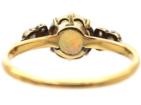 Edwardian 18ct Gold And Platinum Opal And Diamond Ring 776s The