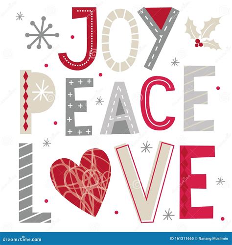 Christmas Greetings With Joypeace And Love Typography Design On White