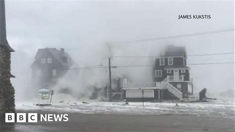 Towering Waves Crash Over Massachusetts Homes In Storm Bbc News