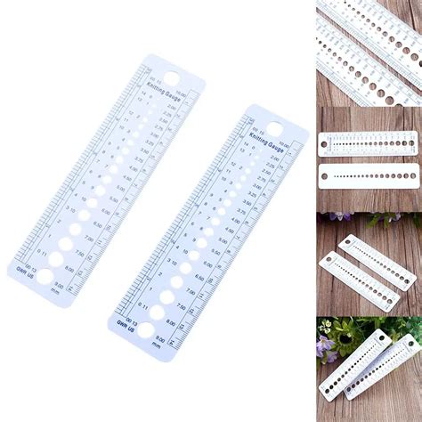 2pcs Knitting Needle Pin Gauge 2 10mm Measure Metric Us Uk Size Ruler