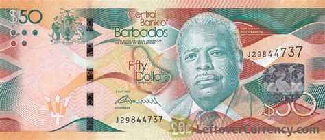 50 Barbados Dollars Banknote Independence Square Exchange Yours