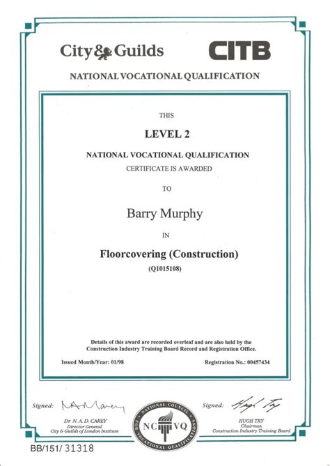 Nvq Level 2 Qualification Certificate