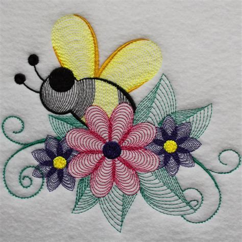 Machine Embroidery Designs Bees And Flowers Collection Of 6 Etsy