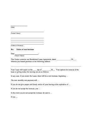 Printable Notice Of Rent Increase Forms And Templates Fillable Samples In PDF Word To