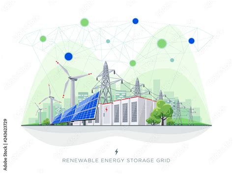 Vecteur Stock Renewable Energy Smart Grid Blockchain Connected System