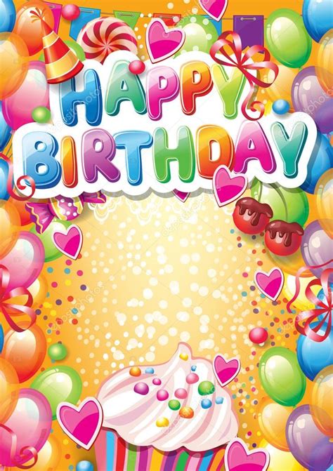 Template For Happy Birthday Card With Place For Text — Stock Vector