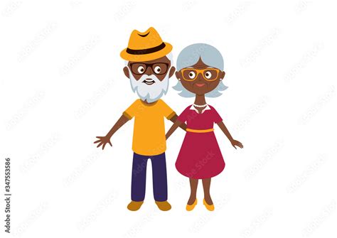 Happy And Smiling Elderly Senior Couple Vector Happy Old Man And Woman