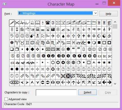 Webdings Wingdings Chart