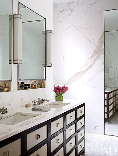 22 Baths Swathed In Graphic Marble Peter Marino Bathroom Design