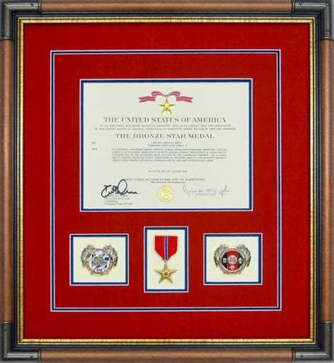 Framed Military Medals Bronze Star Medal With Award Document Framed