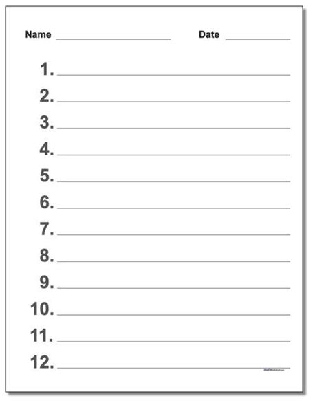 Printable Numbered Lined Paper Template