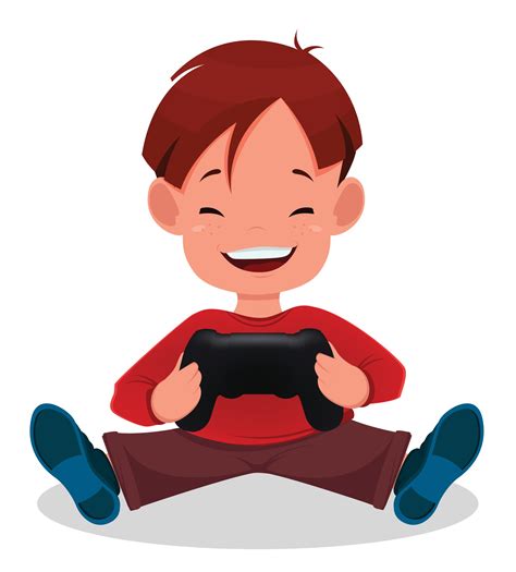 Kids Playing Video Games On Console Cartoon Vector Clipart