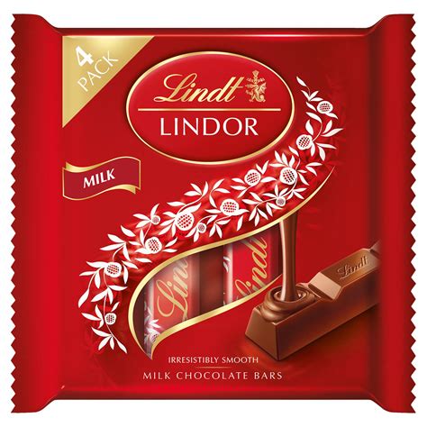 Lindt Lindor Milk Chocolate Bars 4 X 25g Easter Chocolate Iceland Foods