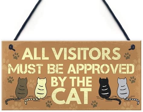 Red Ocean Cat Signs For Home Funny Hanging Plaque Cat Sign For Home