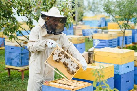 Premium Photo Beekeeper Working Collect Honey Beekeeping Concept