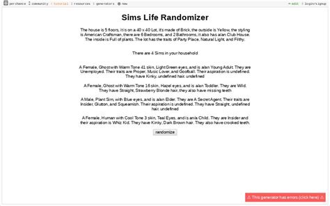 Sims Life Randomizer ― Perchance Generator