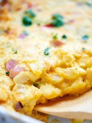 Whisk together eggs, milk, dry mustard, salt and pepper; Ham and Cheese Breakfast Casserole Recipe - with Potatoes ...