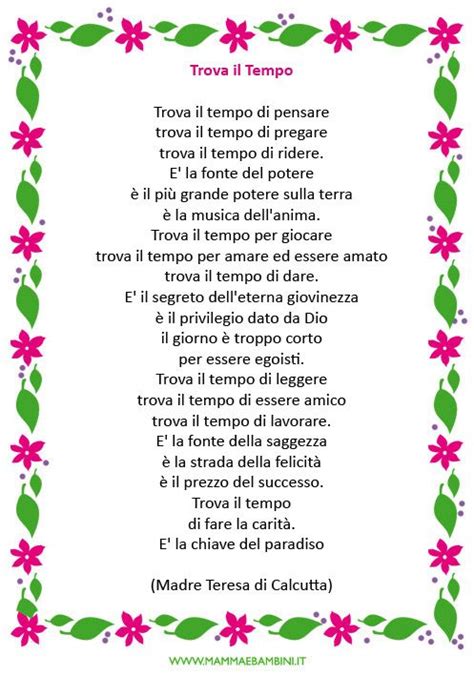 Frasi piene d'amore che riescono ad esprimere in un aforisma emozioni immense. Trova il tempo di Madre Teresa in cornice - Mamma e ...