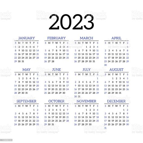 Calendar Design 2023 Year English Vector Square Wall Or Pocket Calender