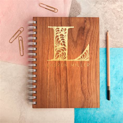 Personalised Gold Monogram Walnut Notebook By Oakdene Designs