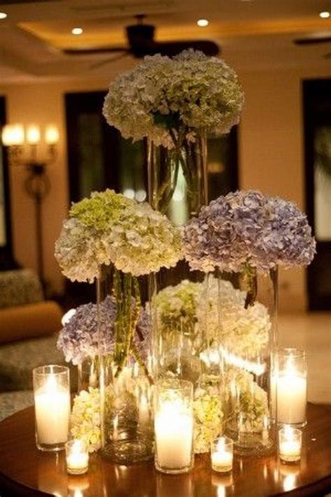 Gallery Hydrangea And Candles Wedding Centerpiece Deer Pearl Flowers