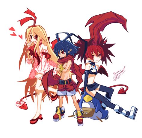 Etna Prinny Flonne Laharl And Flonne Disgaea And 1 More Drawn By