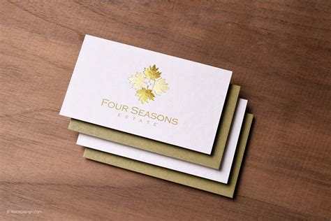 Classic Elegant Premium White Business Card With Gold Foil Four