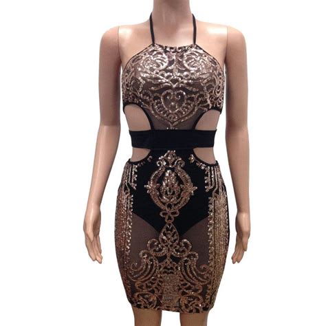 2018 summer halter dresses sexy see through party dress women sequins night club dress bodycon