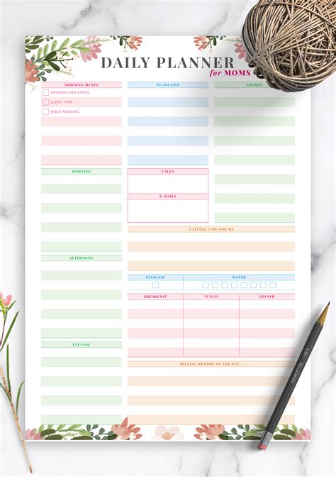 Download Printable Colored Daily Planner For Moms Pdf