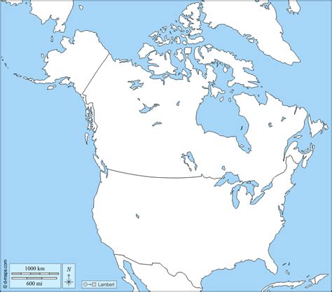 Canada And Usa Free Map Free Blank Map Free Outline Map Free Base