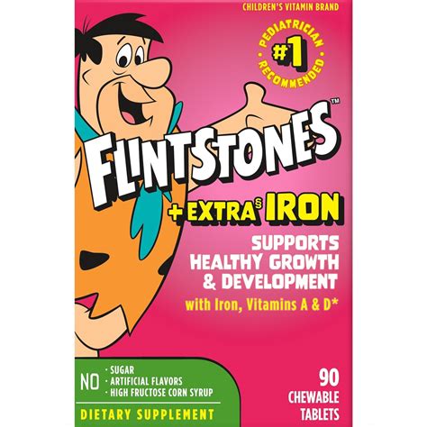 Flintstones Plus Extra Iron Multivitamin Chewable Tablets 90ct