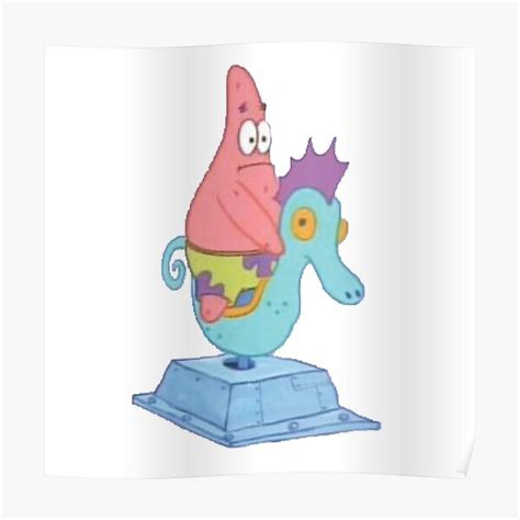 Patrick Star On Blue Seahorse Ride Poster For Sale By Julitortellini