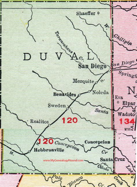Duval County Texas 1911 Map San Diego Benavides Hebbronville