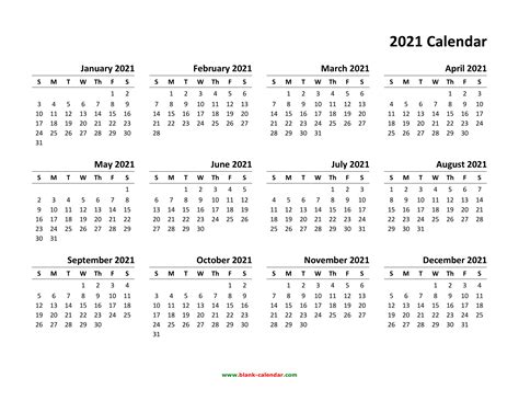 Free Printable Downloadable 2021 Calendar Pdf
