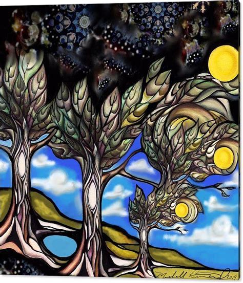 Trees In A Cosmic Sky Acrylic Print By Michell Rosenthal Acrylic