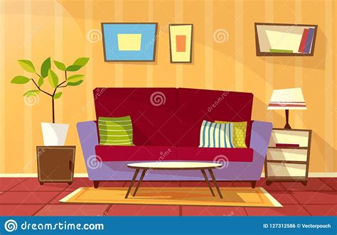 Cartoon living room interior background template. Cartoon Living Room Apartment Interior Stock Illustration - Illustration of furniture, design ...