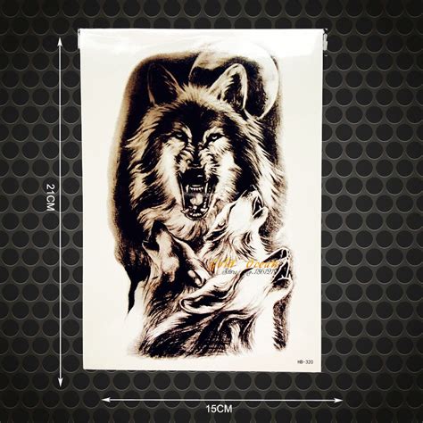 1pc Cool Wolf Man Fake Black Temporary Disposable Tattoo Body Art Arm