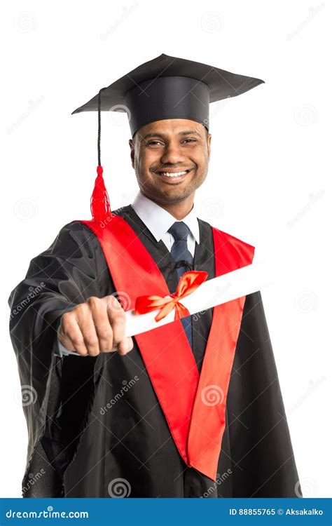 Male African American Graduate In Gown And Cap Stock Image Image Of