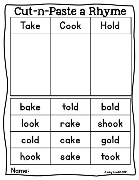 Rhyming Worksheets For Kindergarten Cut And Paste — Db
