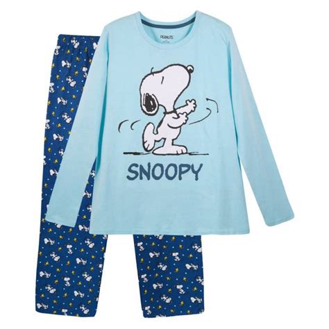 snoopy pijama ll mujer gorro celeste snoopy