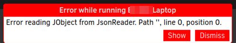 Dropbox Test Error Reading JObject From JsonReader Path Line 0
