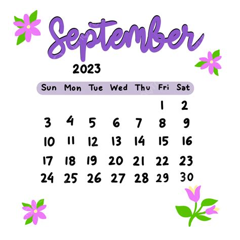 Calendar September 2023 Png Transparent Aestetic Calendar September
