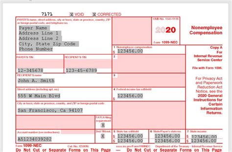 Irs 1099 Nec Fillable Form Printable Forms Free Online