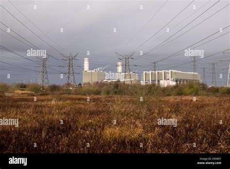 Power Station Next To Rspb Wetlands At Newport Stock Photo Alamy