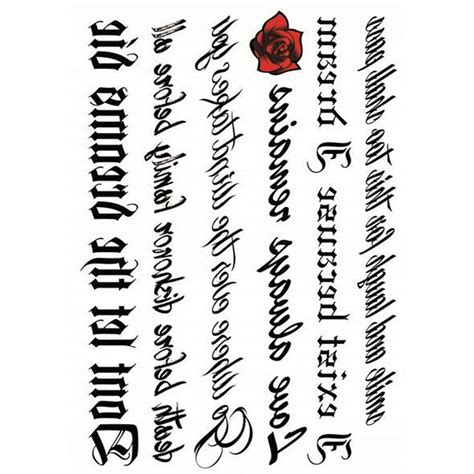 Yeeech Temporary Tattoos Sticker Letter Word Rose Waterproof Black For Women