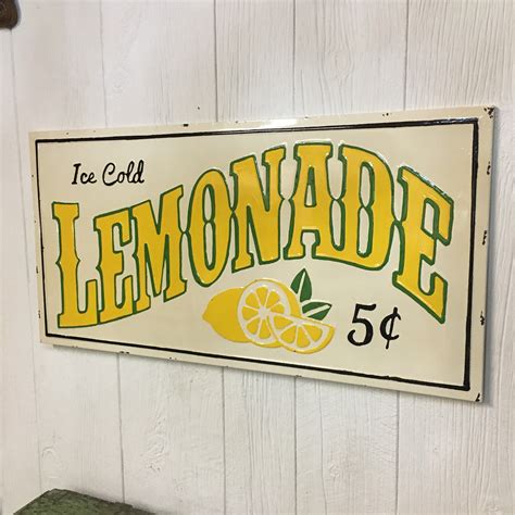 large ice cold lemonade metal sign vintage style stand general etsy