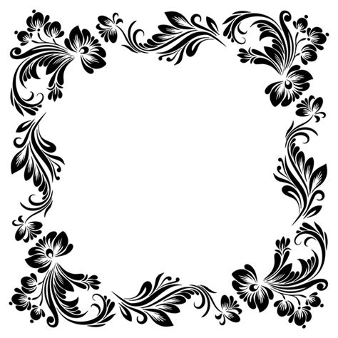 Black Flower Decorative Frame Vectors Material 03 Free Download