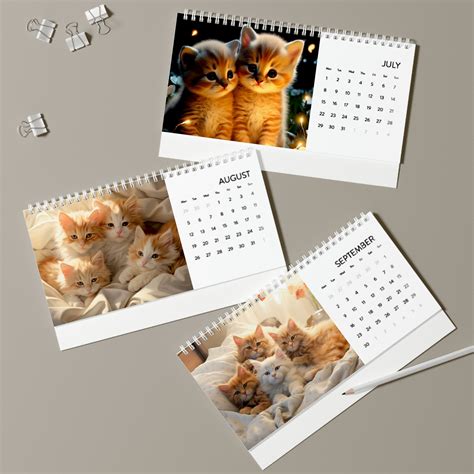Sweet Cat Calendar Cat Desk Calendar 2024 Desk Calendar Kitten