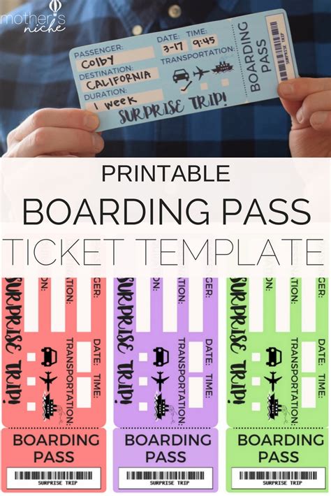 printable  template boarding passes  surprise